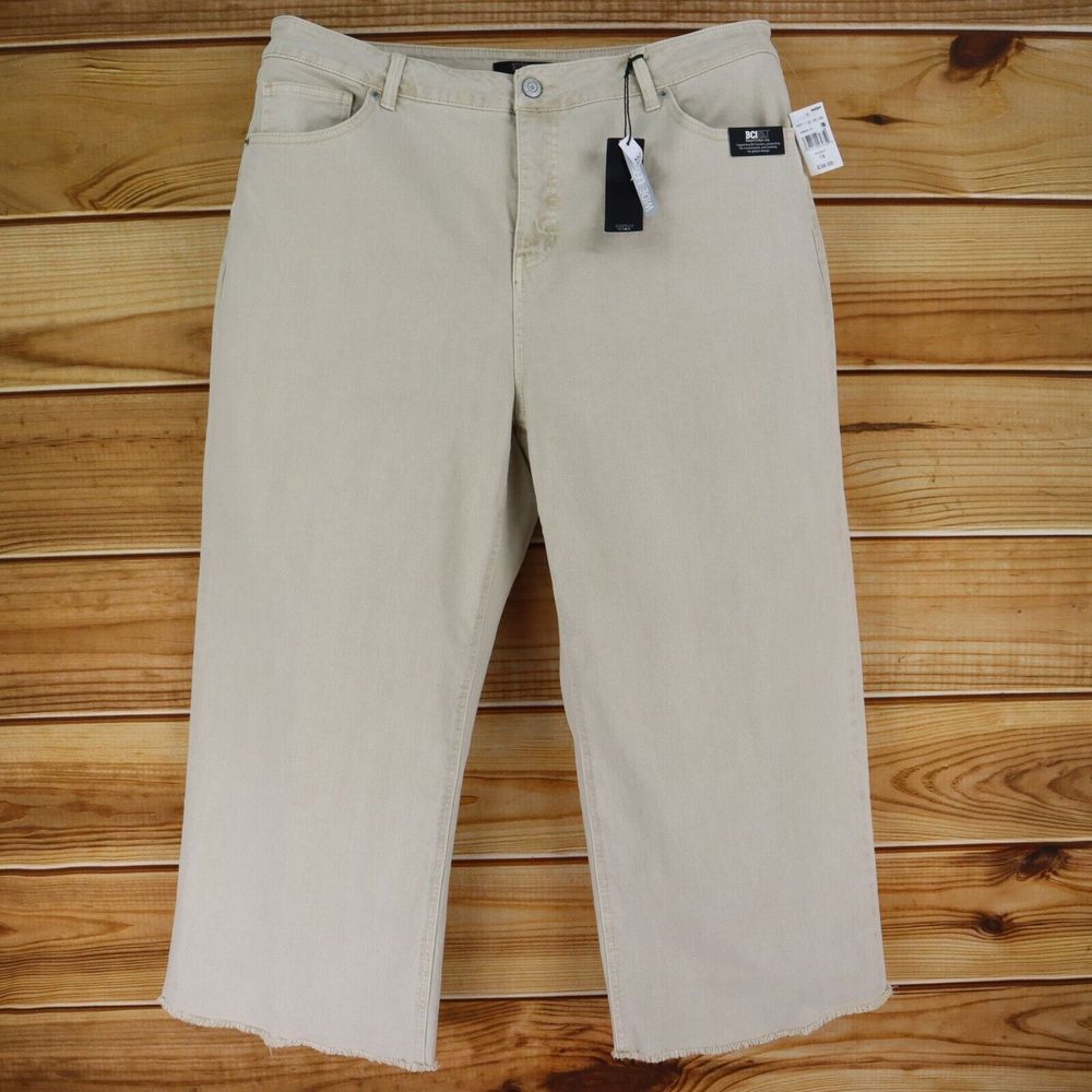 Stitch Star Wide-Leg Jeans High‎ Rise Womens Size 18 Beige Denim Cut-Off NWT $38